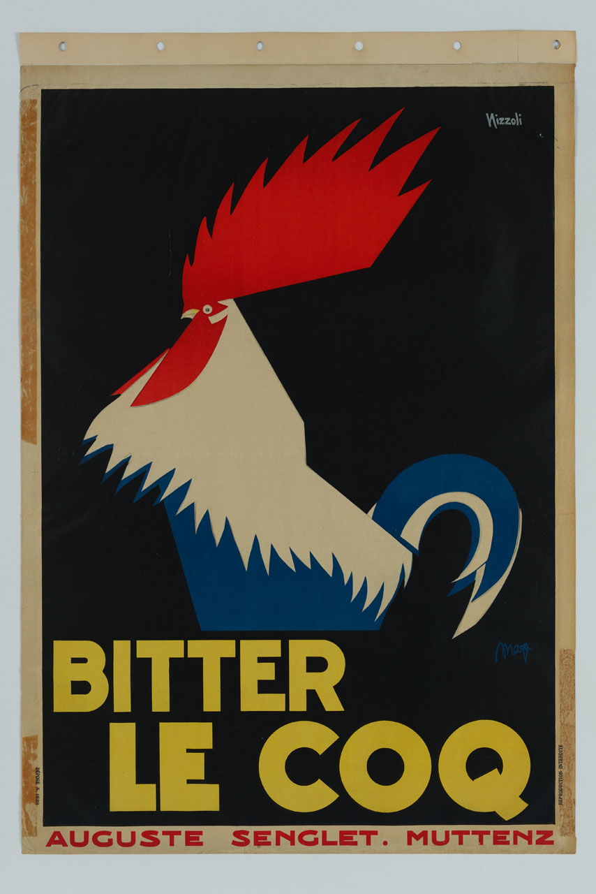 Bitter Le Coq gallo dai colori della bandiera francese manifesto p